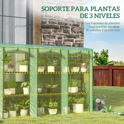 Invernadero de Exterior de 3 Niveles con Puerta Enrollable con Cremallera 9 Estantes Cubierta de PE 215x46x151cm... - Ogal.Es
