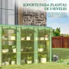 Invernadero de Exterior de 3 Niveles con Puerta Enrollable con Cremallera 9 Estantes Cubierta de PE 215x46x151cm... - Ogal.Es