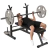 Banco de Musculación con Soporte para Barra y Estación de Dips Carga 220 kg para Entrenamiento en Casa Gimnasio - Ogal.Es