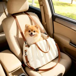 Asiento de Coche para Perros Pequeños de hasta 5 kg con Cinturón de Seguridad Base Antideslizante y Funda Extraíble - Ogal.Es