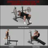 Banco de Musculación con Soporte para Barra y Estación de Dips Carga 220 kg para Entrenamiento en Casa Gimnasio - Ogal.Es