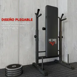 Banco de Musculación con Soporte para Barra y Estación de Dips Carga 220 kg para Entrenamiento en Casa Gimnasio - Ogal.Es