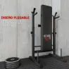 Banco de Musculación con Soporte para Barra y Estación de Dips Carga 220 kg para Entrenamiento en Casa Gimnasio - Ogal.Es