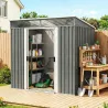 Caseta de Jardín 195x122x181,5 cm con Puerta Corredera 2 Ventanas y Anti-UV para Almacenar Herramientas Gris Claro - Ogal.Es