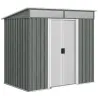 Caseta de Jardín 195x122x181,5 cm con Puerta Corredera 2 Ventanas y Anti-UV para Almacenar Herramientas Gris Claro - Ogal.Es