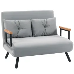Sofá Cama Convertible 4 en 1 Sofá Cama 2 Plazas Plegable Respaldo Ajustable de 5 Niveles Almohadas 102x73x81cm Gris - Ogal.Es