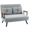 Sofá Cama Convertible 4 en 1 Sofá Cama 2 Plazas Plegable Respaldo Ajustable de 5 Niveles Almohadas 102x73x81cm Gris - Ogal.Es