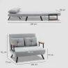 Sofá Cama Convertible 4 en 1 Sofá Cama 2 Plazas Plegable Respaldo Ajustable de 5 Niveles Almohadas 102x73x81cm Gris - Ogal.Es