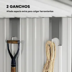 Caseta de Jardín 195x122x181,5 cm con Puerta Corredera 2 Ventanas y Anti-UV para Almacenar Herramientas Gris Claro - Ogal.Es