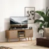 Mueble de TV para Televisores de hasta 50 Pulgadas con 2 Cajones de Tela y Estantes Abiertos Madera y Marrón - Ogal.Es