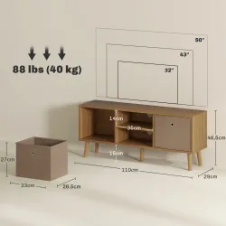 Mueble de TV para Televisores de hasta 50 Pulgadas con 2 Cajones de Tela y Estantes Abiertos Madera y Marrón - Ogal.Es