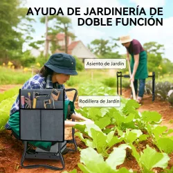 Taburete de Jardín Plegable con Almohadilla de Espuma EVA Asiento de Jardín 2 en 1 con Bolsa para Herramientas - Ogal.Es