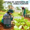 Taburete de Jardín Plegable con Almohadilla de Espuma EVA Asiento de Jardín 2 en 1 con Bolsa para Herramientas - Ogal.Es