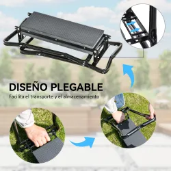 Taburete de Jardín Plegable con Almohadilla de Espuma EVA Asiento de Jardín 2 en 1 con Bolsa para Herramientas - Ogal.Es