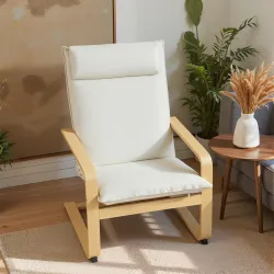 Sillón con Reposapiés Sillón Lectura con Respaldo Alto Reposacabezas Extraíble Patas de Madera y Tapizado en Lin... - Ogal.Es