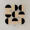Cuadro Decorativo de Pared Geométrico Adorno Moderno 3D de 60x60 cm con Espejo de Plástico Negro y Madera Natural - Ogal.Es