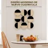Cuadro Decorativo de Pared Geométrico Adorno Moderno 3D de 60x60 cm con Espejo de Plástico Negro y Madera Natural - Ogal.Es