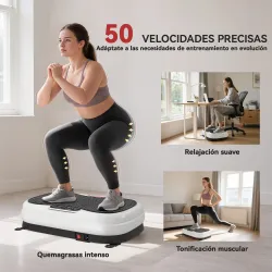 Plataforma Vibratoria con 50 Velocidades 3 Programas Pantalla LED Mando a Distancia Bandas Elásticas Ejercicio e... - Ogal.Es
