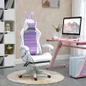 Silla Gaming de Cuero Sintético Reclinable 135° Reposacabezas Soporte Lumbar y Reposapiés 65x63x136-142 cm Púrpura - Ogal.Es
