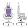 Silla Gaming de Cuero Sintético Reclinable 135° Reposacabezas Soporte Lumbar y Reposapiés 65x63x136-142 cm Púrpura - Ogal.Es