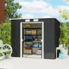 Cobertizo de Jardín Exterior 2,4 m² 213x130x172 cm con Puerta Corredera Techo Inclinado Base sin Suelo y Ventana... - Ogal.Es