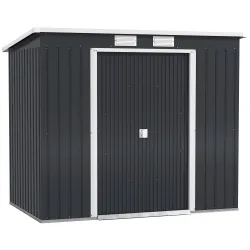 Cobertizo de Jardín Exterior 2,4 m² 213x130x172 cm con Puerta Corredera Techo Inclinado Base sin Suelo y Ventana... - Ogal.Es