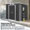 Cobertizo de Jardín Exterior 2,4 m² 213x130x172 cm con Puerta Corredera Techo Inclinado Base sin Suelo y Ventana... - Ogal.Es