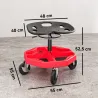 Taburete de Taller Móvil con Bandeja Magnética Ruedas Altura Ajustable de 52–59,5 cm Carga 135 kg para Garaje Rojo - Ogal.Es