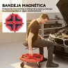 Taburete de Taller Móvil con Bandeja Magnética Ruedas Altura Ajustable de 52–59,5 cm Carga 135 kg para Garaje Rojo - Ogal.Es