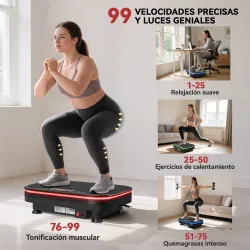 Plataforma Vibratoria con 99 Velocidades 3 Programas Altavoz Bluetooth Pantalla LED Mando a Distancia Bandas Elá... - Ogal.Es