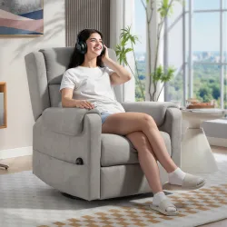 Sillón Relax Reclinable Eléctrico Giratorio y Basculante con Reposapiés Ajustable Mando a Distancia Gris Claro - Ogal.Es