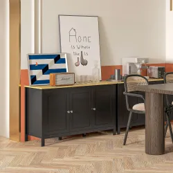 Aparador de 3 Puertas Aparador de Salón con Estantes Ajustables para Cocina Entrada Comedor Negro 120x40x70 cm - Ogal.Es