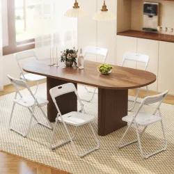 Juego de 6 Sillas Plegables de Plástico con Respaldo Curvo Diseño Ventilación Estructura de Acero 48,5x47x75 cm ... - Ogal.Es