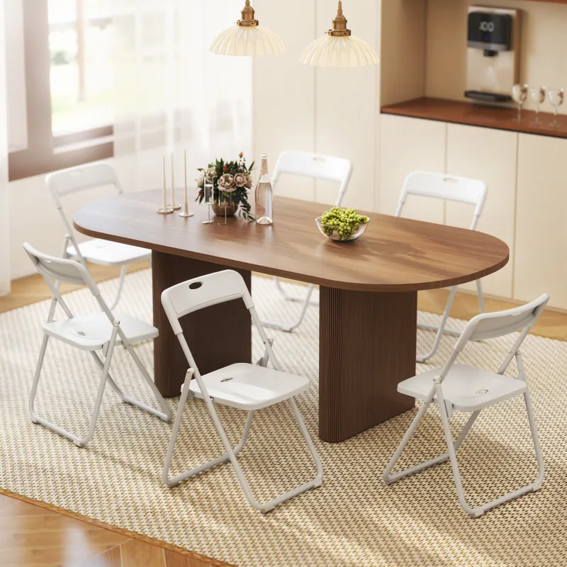 Juego de 6 Sillas Plegables de Plástico con Respaldo Curvo Diseño Ventilación Estructura de Acero 48,5x47x75 cm ... - Ogal.Es