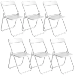 Juego de 6 Sillas Plegables de Plástico con Respaldo Curvo Diseño Ventilación Estructura de Acero 48,5x47x75 cm ... - Ogal.Es