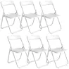 Juego de 6 Sillas Plegables de Plástico con Respaldo Curvo Diseño Ventilación Estructura de Acero 48,5x47x75 cm ... - Ogal.Es