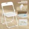 Juego de 6 Sillas Plegables de Plástico con Respaldo Curvo Diseño Ventilación Estructura de Acero 48,5x47x75 cm ... - Ogal.Es