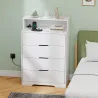 Cómoda para Dormitorio de 4 Cajones con Estación de Carga Puerto USB Puerto USB-C Estante Abierto 80x40x120 cm B... - Ogal.Es