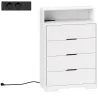 Cómoda para Dormitorio de 4 Cajones con Estación de Carga Puerto USB Puerto USB-C Estante Abierto 80x40x120 cm B... - Ogal.Es