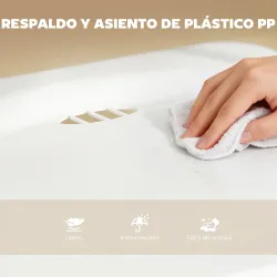 Juego de 6 Sillas Plegables de Plástico con Respaldo Curvo Diseño Ventilación Estructura de Acero 48,5x47x75 cm ... - Ogal.Es