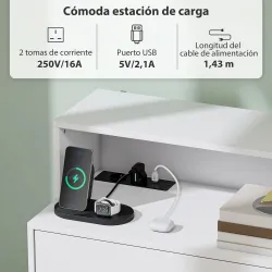 Cómoda para Dormitorio de 4 Cajones con Estación de Carga Puerto USB Puerto USB-C Estante Abierto 80x40x120 cm B... - Ogal.Es