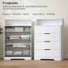 Cómoda para Dormitorio de 4 Cajones con Estación de Carga Puerto USB Puerto USB-C Estante Abierto 80x40x120 cm B... - Ogal.Es