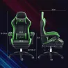 Silla Gaming de Cuero Sintético Reclinable 135° Reposacabezas y Reposapiés 65x65x121-129cm Negro y Verde - Ogal.Es