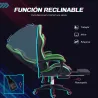 Silla Gaming de Cuero Sintético Reclinable 135° Reposacabezas y Reposapiés 65x65x121-129cm Negro y Verde - Ogal.Es