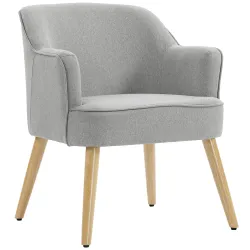 Butaca de Salón Moderna Sillón Tapizado en Lino Sintético Patas de Madera para Dormitorio Oficina 64,5x65x79,5 c... - Ogal.Es