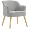 Butaca de Salón Moderna Sillón Tapizado en Lino Sintético Patas de Madera para Dormitorio Oficina 64,5x65x79,5 c... - Ogal.Es