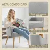 Butaca de Salón Moderna Sillón Tapizado en Lino Sintético Patas de Madera para Dormitorio Oficina 64,5x65x79,5 c... - Ogal.Es