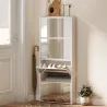 Zapatero Estrecho con Espejo y 4 Puertas Abatibles para 12 Pares de Zapatos 63x17x146 cm Blanco - Ogal.Es