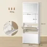 Zapatero Estrecho con Espejo y 4 Puertas Abatibles para 12 Pares de Zapatos 63x17x146 cm Blanco - Ogal.Es