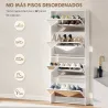 Zapatero Estrecho con Espejo y 4 Puertas Abatibles para 12 Pares de Zapatos 63x17x146 cm Blanco - Ogal.Es